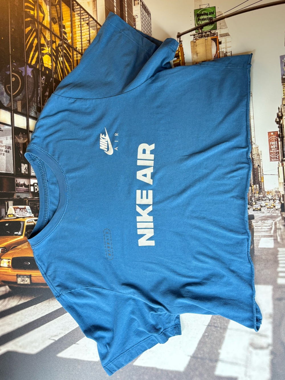 Cropped Nike Air Blue Logo Tee - Size XL
